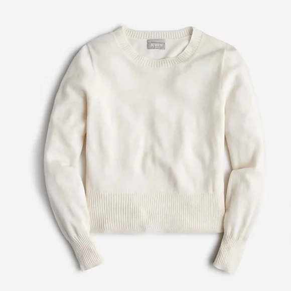 J. Crew Cashmere shrunken crewneck sweater Heather Muslin Beige BG654 NEW MEDIUM - Picture 4 of 9